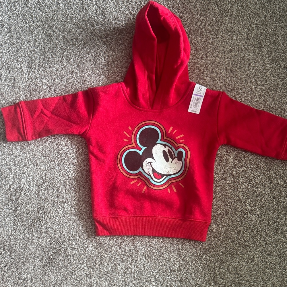 Disney Red Kids Hoodie with Mickey Mouse Design